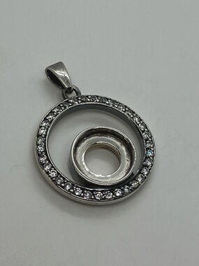 Kameleon 925 Sterling Silver CZ Open Circle JewelPop Pendant